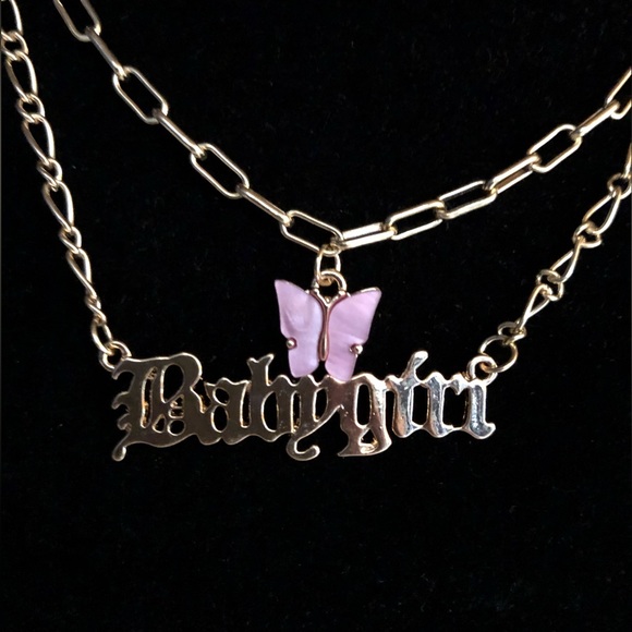 Stacked Butterfly Necklace - Picture 2 of 3